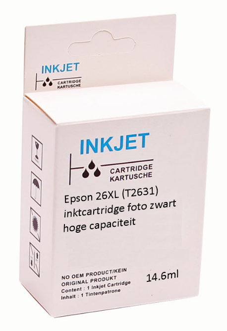 Huismerk Epson 26XL (T2631) Inktcartridge Photo Black